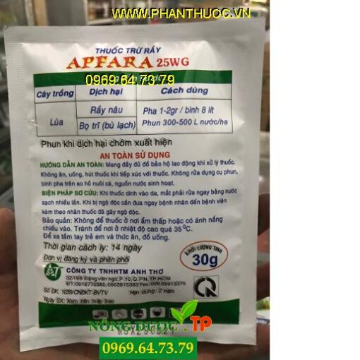APFARA 25WP- Thuốc Đặc Trị Rầy Nâu, Bọ Trĩ, Rệp Sáp, Bọ Xít Muỗi, Sâu Vẽ Bùa