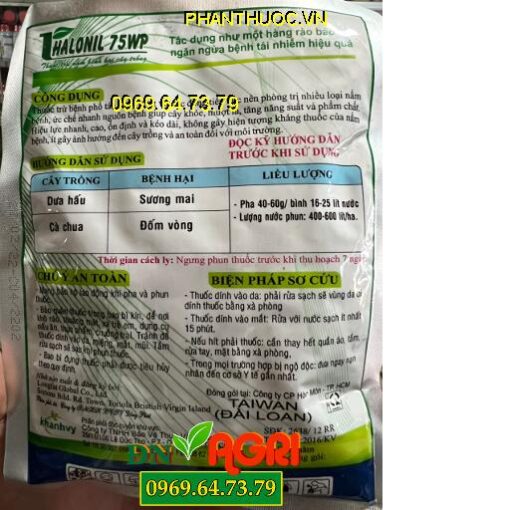 THALONIL 75WP – THUỐC ĐẶC TRỊ BỆNH SƯƠNG MAI, ĐỐM VÒNG GÂY HẠI TRÊN CÂY TRỒNG