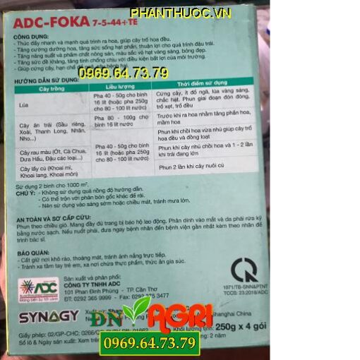 ADC-FOKA 7-5-44+TE -Cứng Cây Chắc Hạt- Trổ Hoa Đều- Vàng Sáng Bóng Đẹp