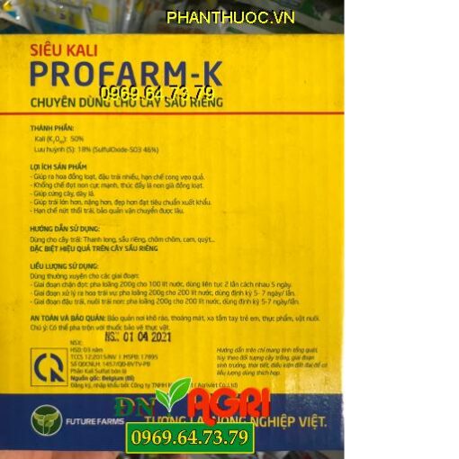 SIÊU KALI – PROFARM-K – Thúc Ra Hoa Sớm -Bung Hoa Mạnh – Dai Cuống