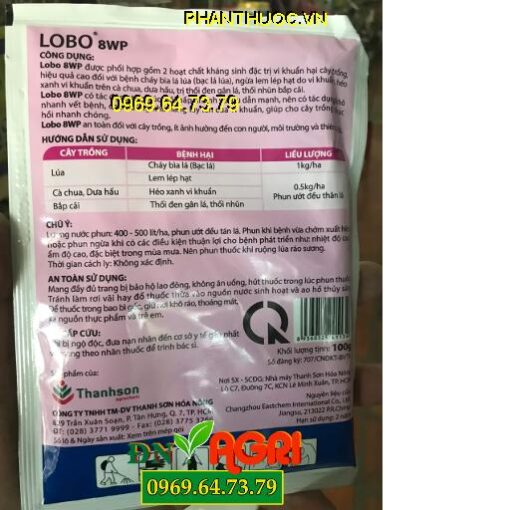 LOBO 8WP -Đặc Trị Vi Khuẩn – Lá Mướt Hạt No – Không Lo Vi Khuẩn