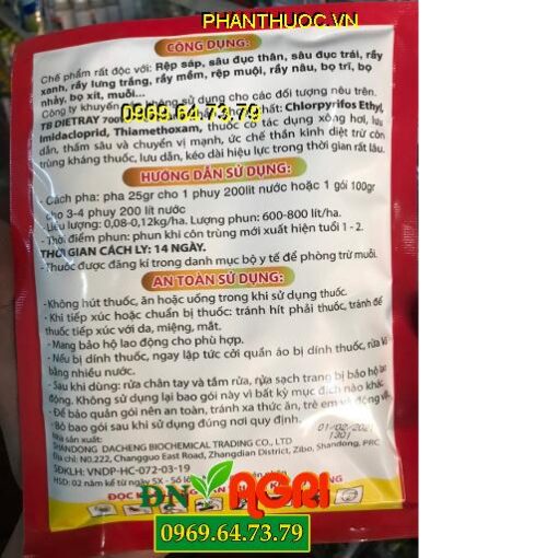 TB DIETRAY 700WP – Diệt Các Loại Côn Trùng Khó Trị Đã Kháng Thuốc