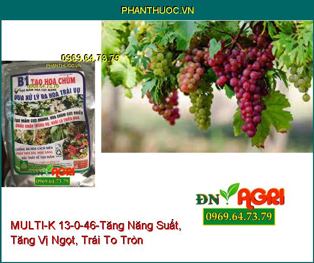 PHÂN BÓN LÁ CAO CẤP MULTI-K 13-0-46-Tăng Năng Suất, Tăng Độ Ngọt