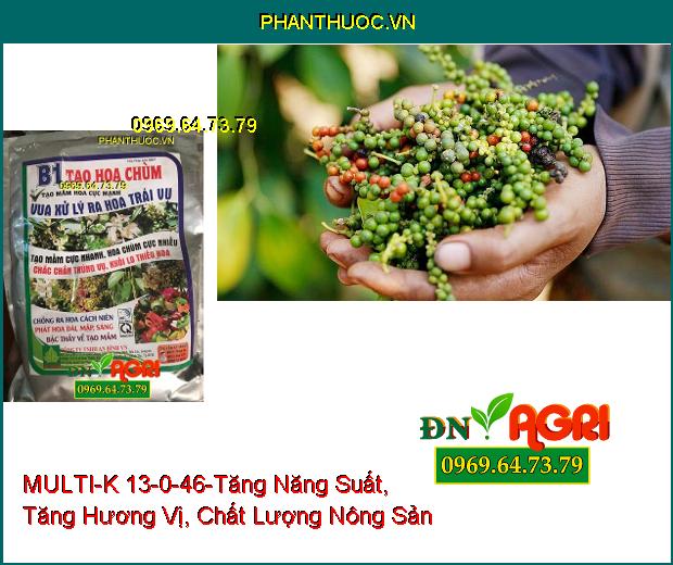 PHÂN BÓN LÁ CAO CẤP MULTI-K 13-0-46-Tăng Năng Suất, Tăng Độ Ngọt