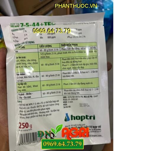 Hợp Trí HK NPK 7-5-44- Kích Thích Trổ Bông, Chín Sớm, Ngọt Trái