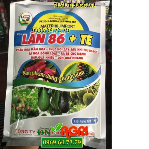 LÂN 86 +TE -Ra Hoa Đồng Loạt -Ra Rễ Cực Mạnh -Đậu Trái Nhiều -Lớn Quả