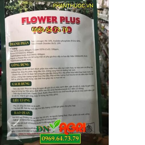 FLOWER PLUS 10-60-10- Chuyên Gia Siêu Tạo Mầm Hoa-Tăng Đậu Trái-Trái Lớn