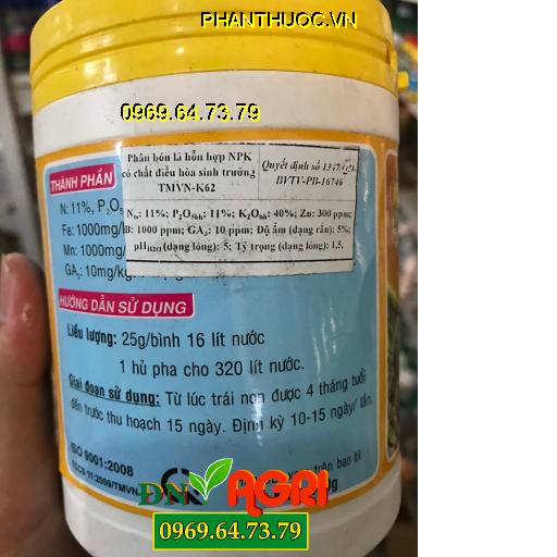 PHÂN BÓN HỖN HỢP NPK – TRÂU VÀNG K62 –Trái Đồng Đều,Hạn chế Chai Trái, Rạn Nứt