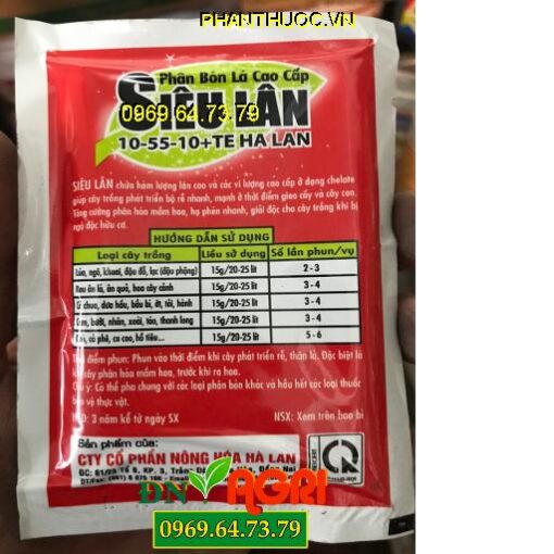 SIÊU LÂN 10-55-10+TE HA LAN- Ra Rễ Cực Mạnh- Đẻ Nhánh Khỏe Nhiều