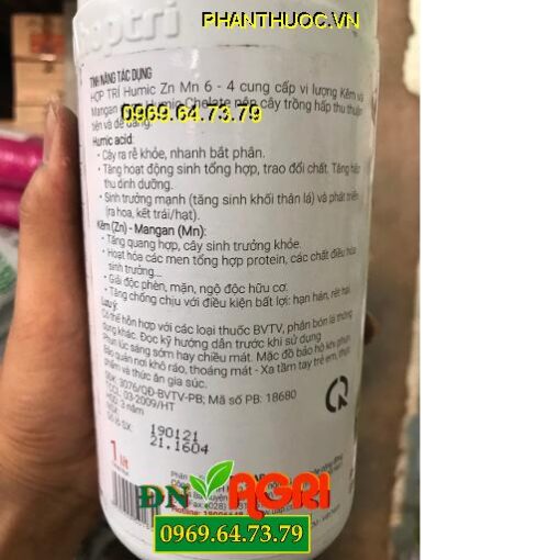 HOP TRI HUMIC Zn Mn 6-4 Ra Rễ Khỏe – Cành To Lá Khỏe – Phục Hồi Nhanh