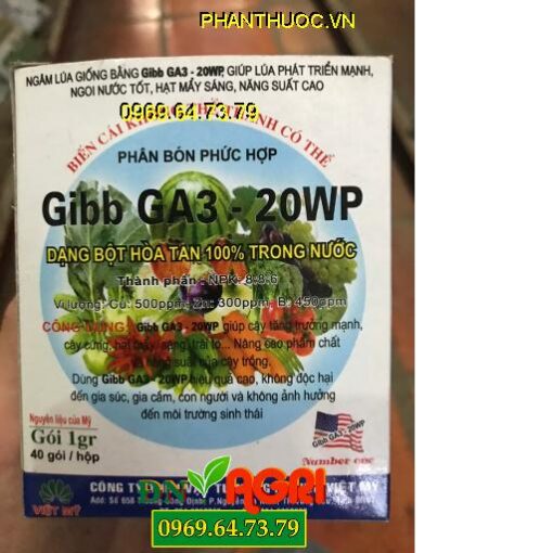 GIBB GA3 – 20WP -Giúp Cây Phát Triển Mạnh – Cây Cứng Hạt Mẩy – Búp Mập