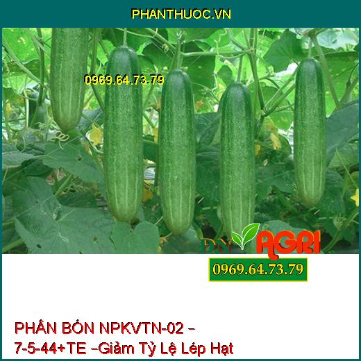 PHÂN BÓN NPKVTN-02 – 7-5-44+TE –Giảm Tỷ Lệ Lép Hạt, Giúp Cây Ra Hoa Nghịch Mùa