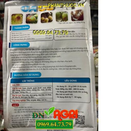 CA CU ZN BIO JAPAN – Xanh Lá, Kích Rễ, Đặc Trị Thán Thư, Đạo Ôn, Sương Mai