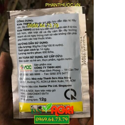 KOLA 700WG – Đặc Trị Rầy Nâu, Bọ Trĩ, Ruồi Hại Lá Hại Cây