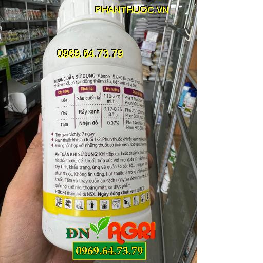 THUỐC TRỪ SÂU SINH HỌC ABAPRO 5.8EC – ĐẶC TRỊ SÂU CUỐN LÁ, RẦY XANH, NHỆN ĐỎ