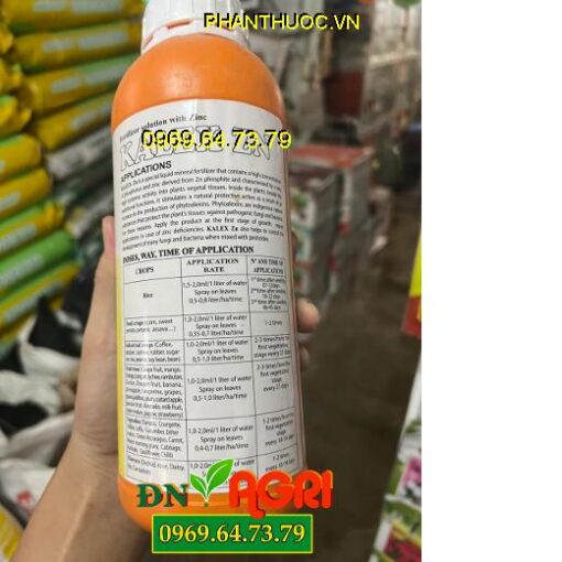 ZIN FOS ZINC PHOSPHITE KALEX ZN Ý – Đặc Trị Vàng Lá, Thối Rễ, Nứt Thân, Xỉ Mũ, Đốm Lá, Cháy Lá