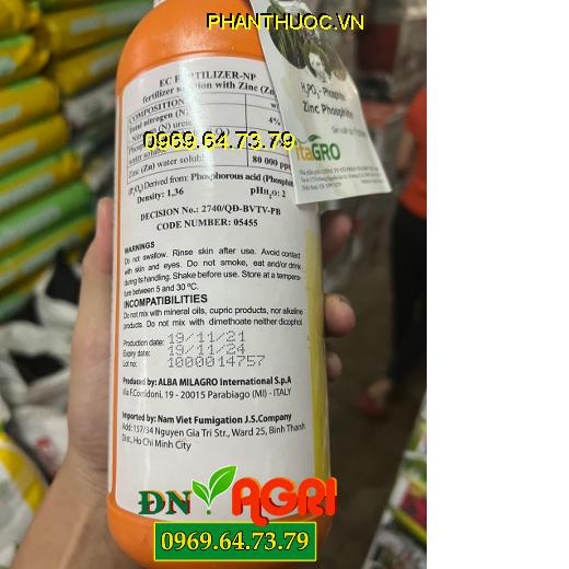 ZIN FOS ZINC PHOSPHITE KALEX ZN Ý – Đặc Trị Vàng Lá, Thối Rễ, Nứt Thân, Xỉ Mũ, Đốm Lá, Cháy Lá