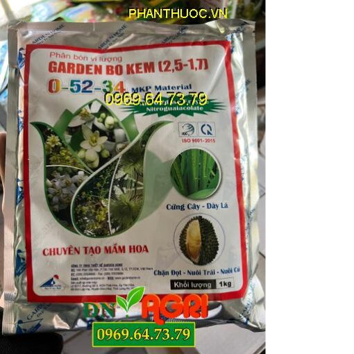 GARDEN BO KEM 0-52-34-Giúp Bộ Lá Gìa Đồng Loạt, Tạo Mầm Hoa, Ức Chế Đọt Non