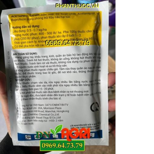 : ACETAPRO 500WP, ACETAPRO 500WP - Đặc Trị Rầy Nâu Hại Lúa Và Các Loại Sâu Rầy Khác