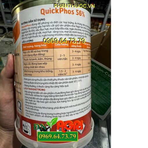 QUICKPHOS 56% THUỐC KHỬ TRÙNG KHO - Dùng Để Diệt, Phòng Trứng, Ấu Trùng, Kén, Nhộng, Con Trưởng Thành Các Loại Côn Trùng Gây Hại