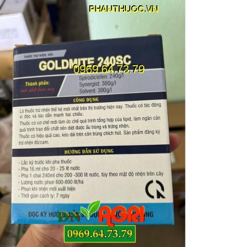 GOLDMITE 240SC- Đặc Trị Nhện Đỏ- Nhện Cam- Sâu Cuốn Lá- Bọ Trĩ